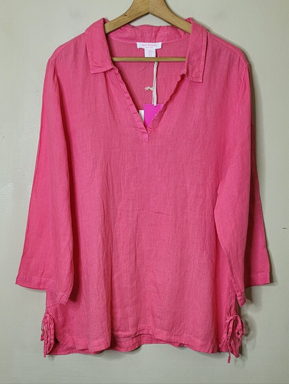 Isaac Mizrahi Pink Linen Tunic Top Size XL NWT - Picture 3 of 8